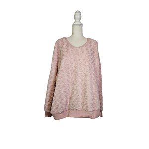 Knapp Studio Women's Top, Size 3X Rose Color, Soft and Fuzzy, Scoop Neck